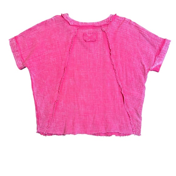 Zenana Washed Double Gauze Raglan Sleeve Shirt – Size Small, EUC in Fuchsia - Picture 3 of 8